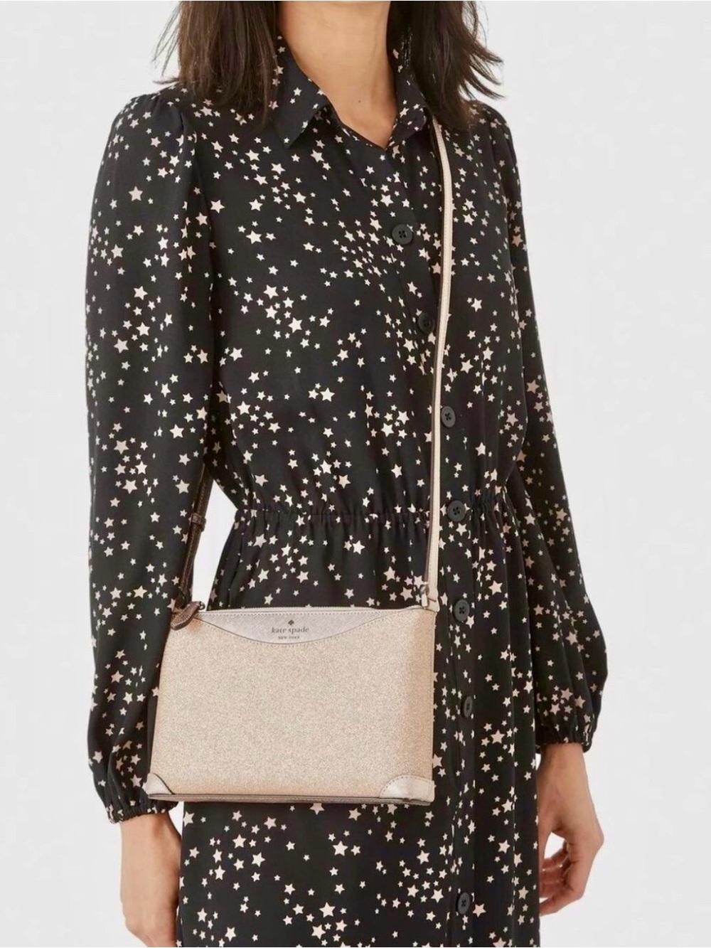 kate spade Glitter Gold Crossbody with Adjustable Strap - Picture 2 of 8